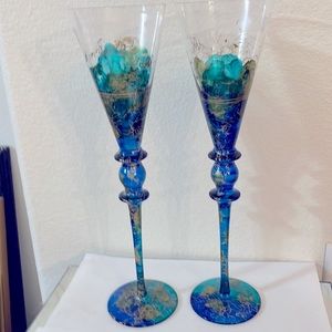 Blue Green Wine Glases made in  Romania